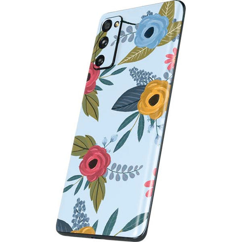 Blue Fall Flowers Galaxy S20 Fan Edition Skin